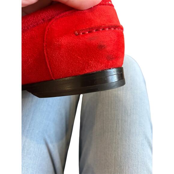 COLE HAAN Red Suede Tassle Loafers Size 9.5 Preppy Classic Slip On - Picture 7 of 7